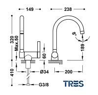 MEDIDAS MONOMANDO COCINA ABATIBLE TRES